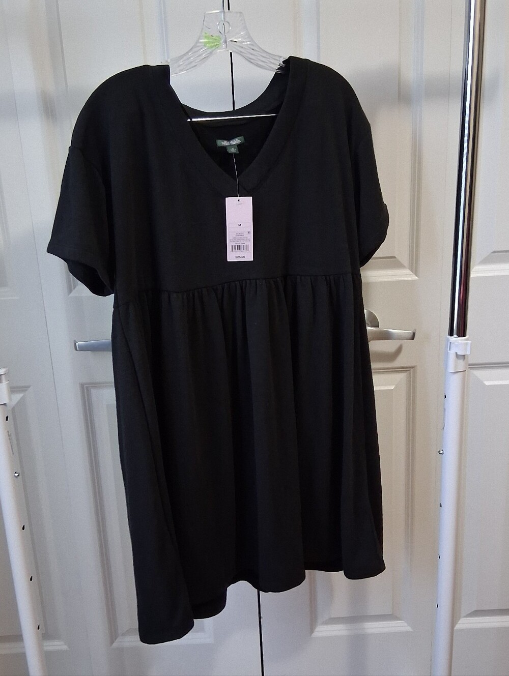 Black V-Neck Babydoll Dress
